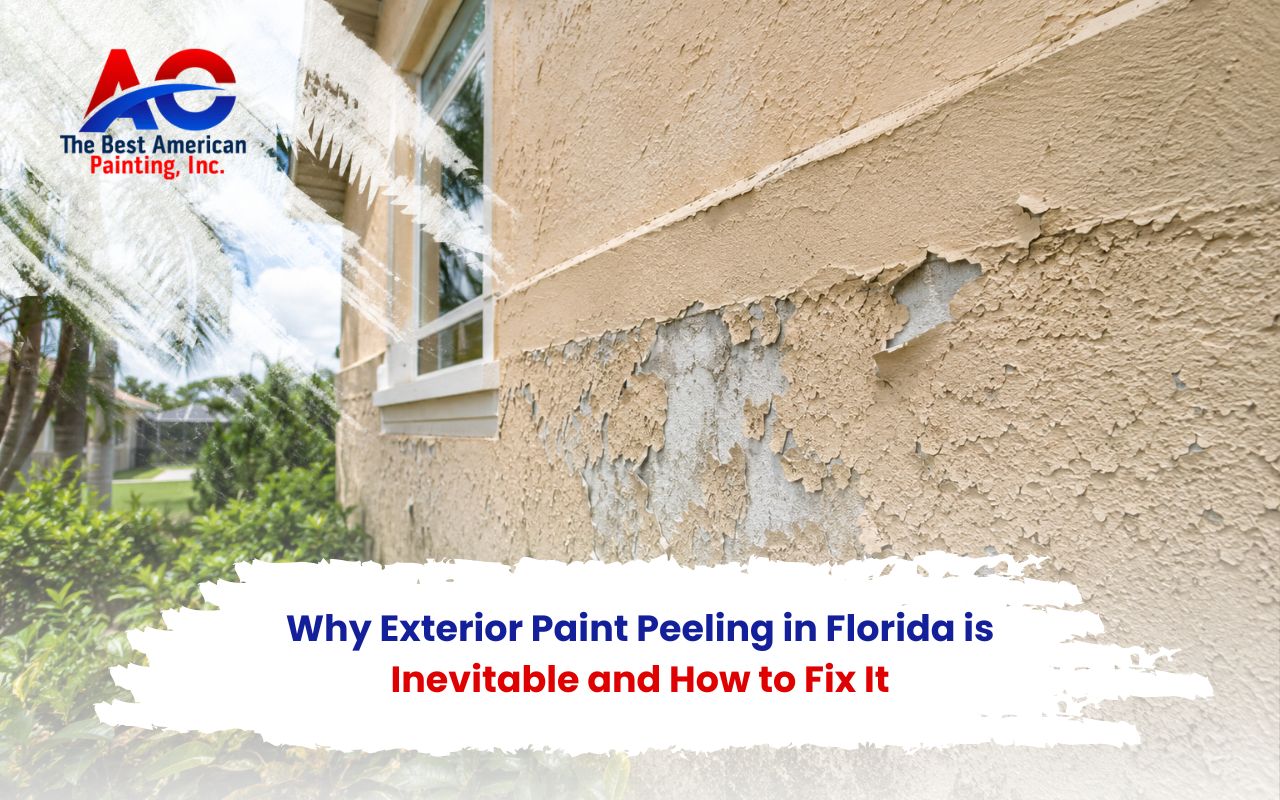 Exterior paint peeling in Florida on a home wall after sun and humidity damage