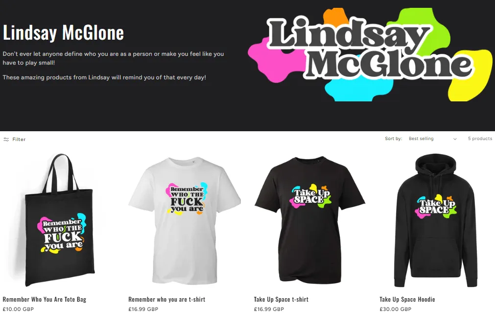 Picture of Lindsay McGlones e-commerce store