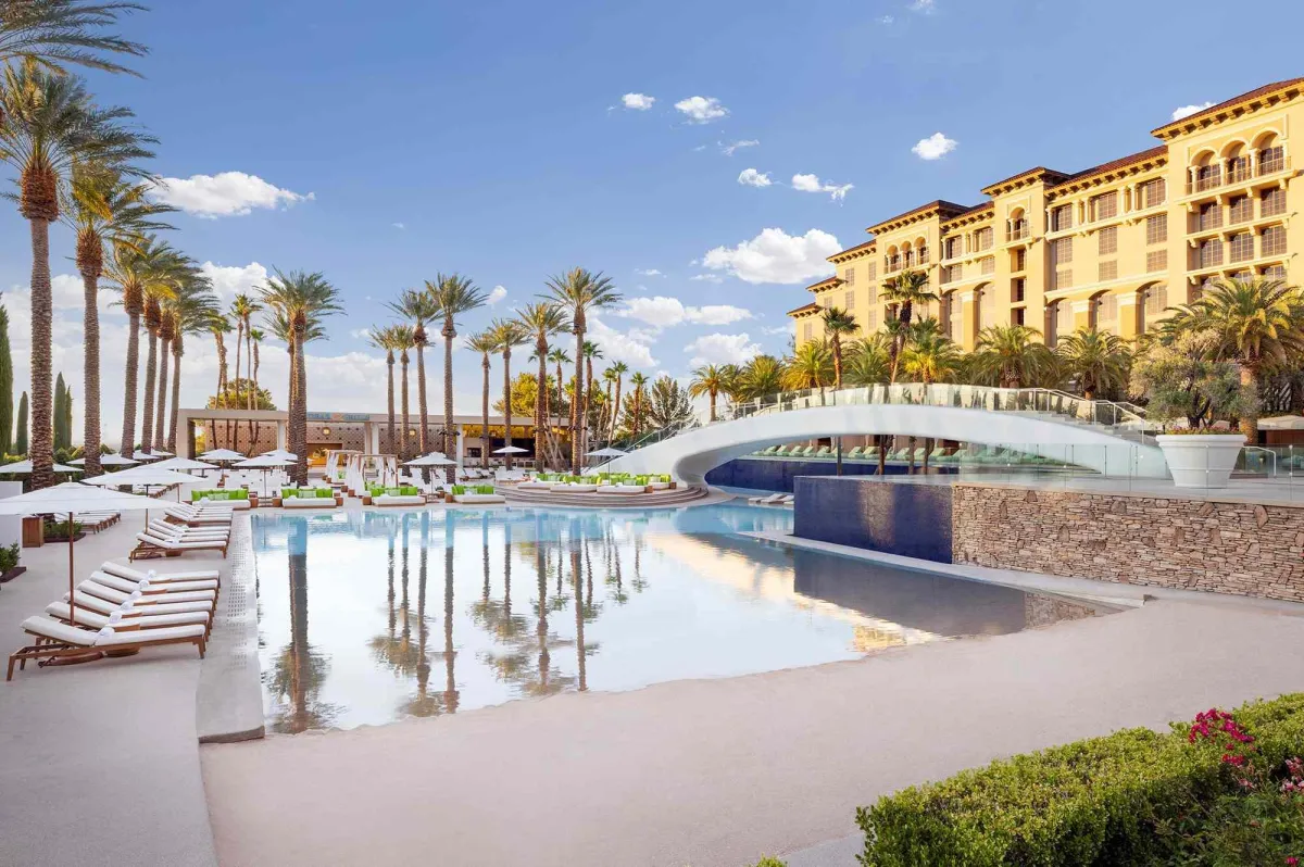 Poolside composite deck with lighting in Green Valley, Henderson
