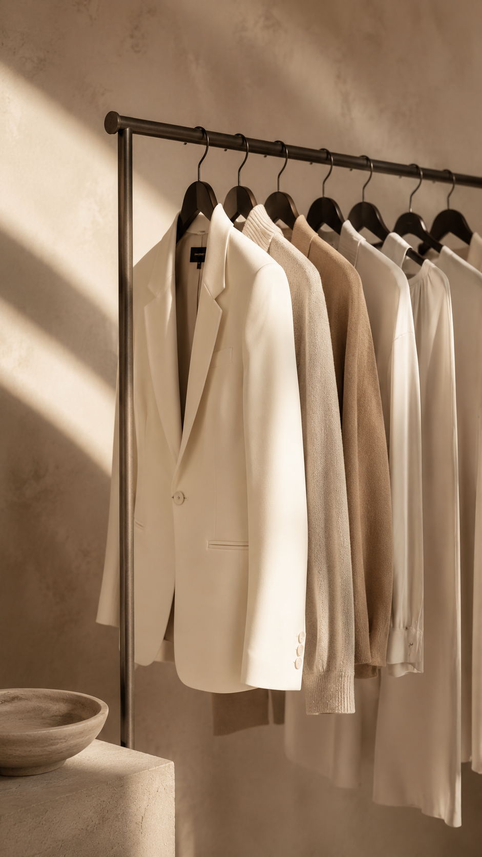 Editorial portrait featuring high-end wardrobe styling