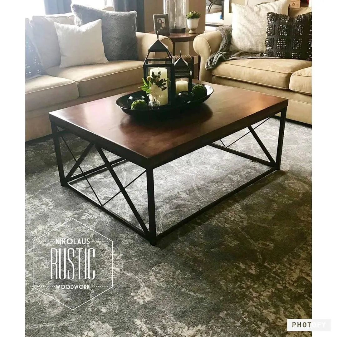Nikolaus Rustic Woodwork - industrial 2" coffee table for parade of homes