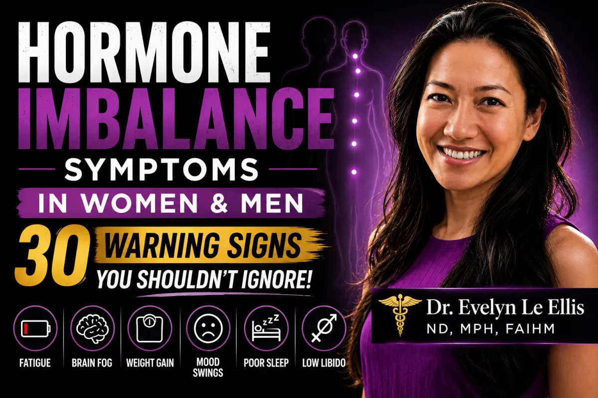 Dr. Evelyn Le Ellis explains common hormone imbalance symptoms in women and men, including fatigue, brain fog, weight gain, mood changes, poor sleep, and low libido.