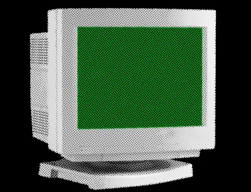 Old computer monitor with a green screen, symbolizing digital presence and outreach challenges for churches.