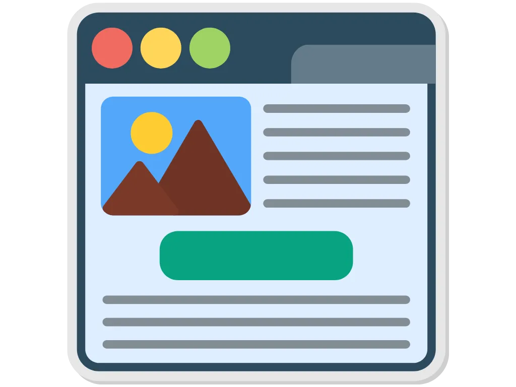 Website interface icon with images and text blocks representing website management and optimization.