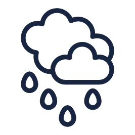 Annual rainfall icon – 60 inches Niceville FL daily afternoon downpours June through September unprotected patios unusable without cover