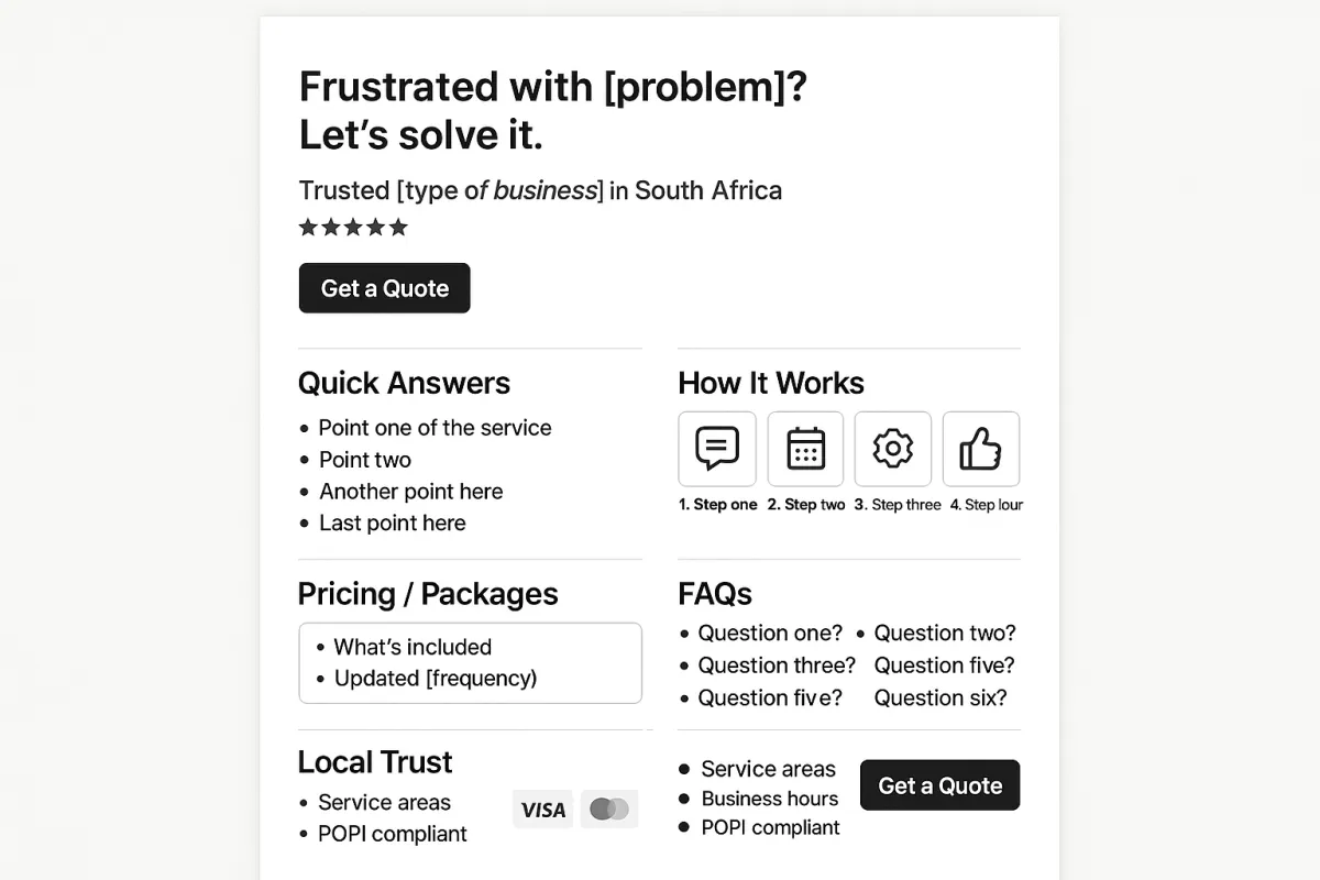Example web page layout