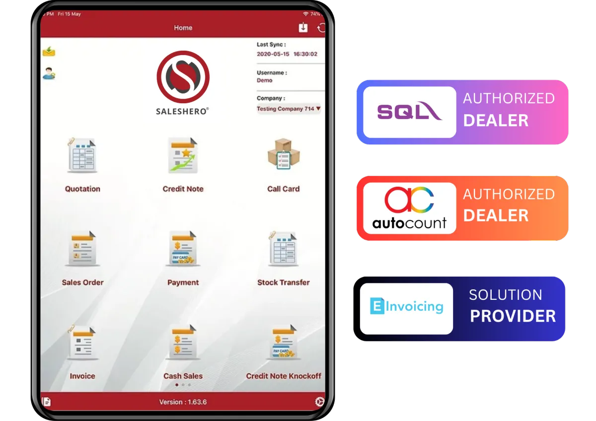 Overview of Business Management Software System - SalesHero, SQL, AutoCount, E-Invoicing