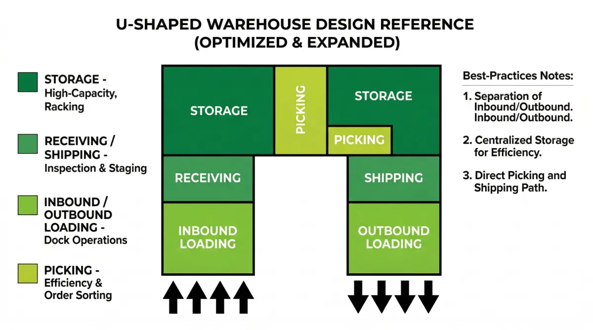 U shape warehouse layout design