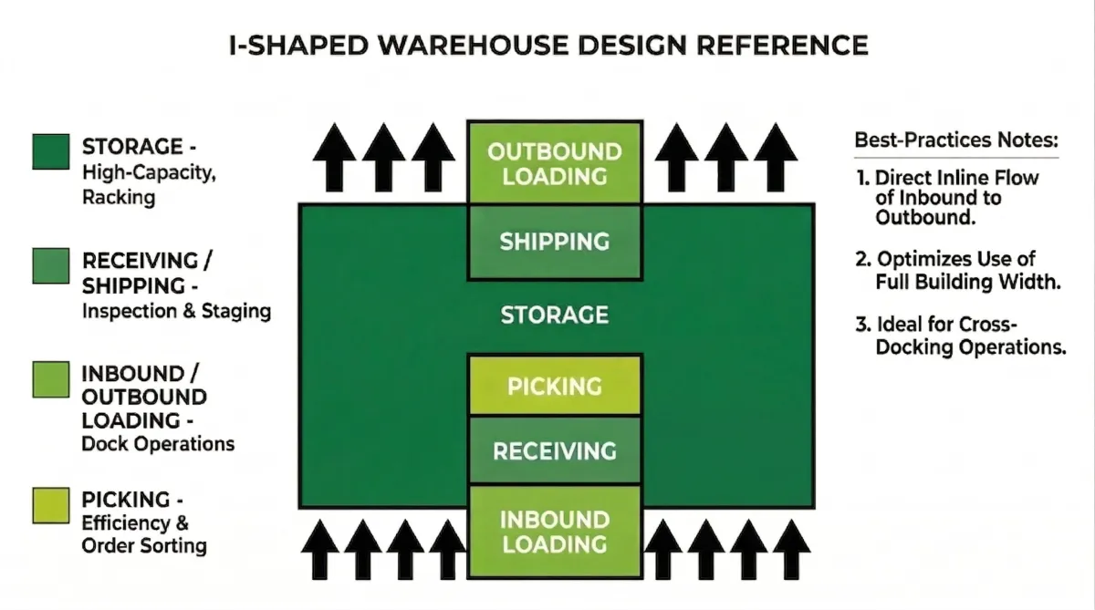 I shape warehouse layout design
