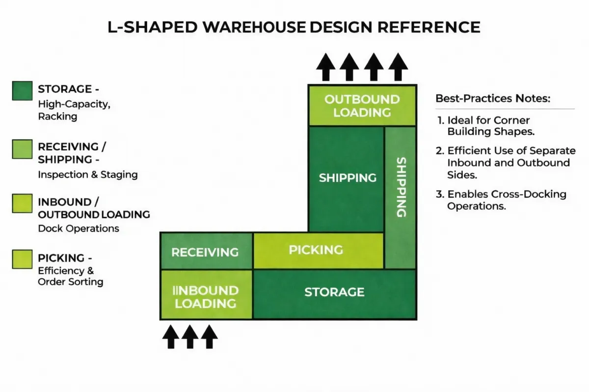 L shape warehouse layout design