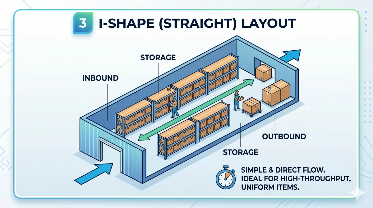 I shape warehouse layout design