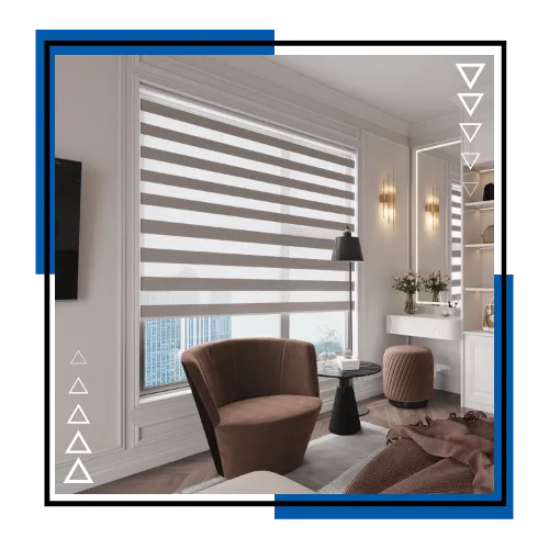 Zebra shades in a bright living room in Port St Lucie, FL