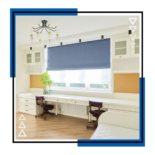 Custom roller shades in a bright living room in Stuart, FL