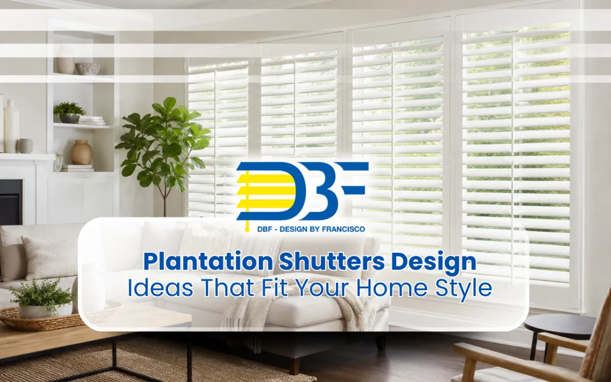 Plantation shutters design in a bright living room