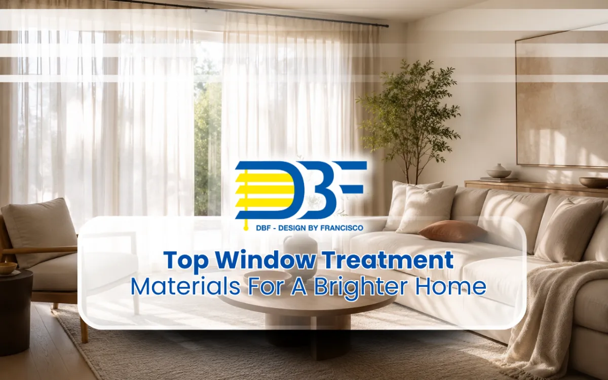 Window treatment materials creating soft light in a bright living room