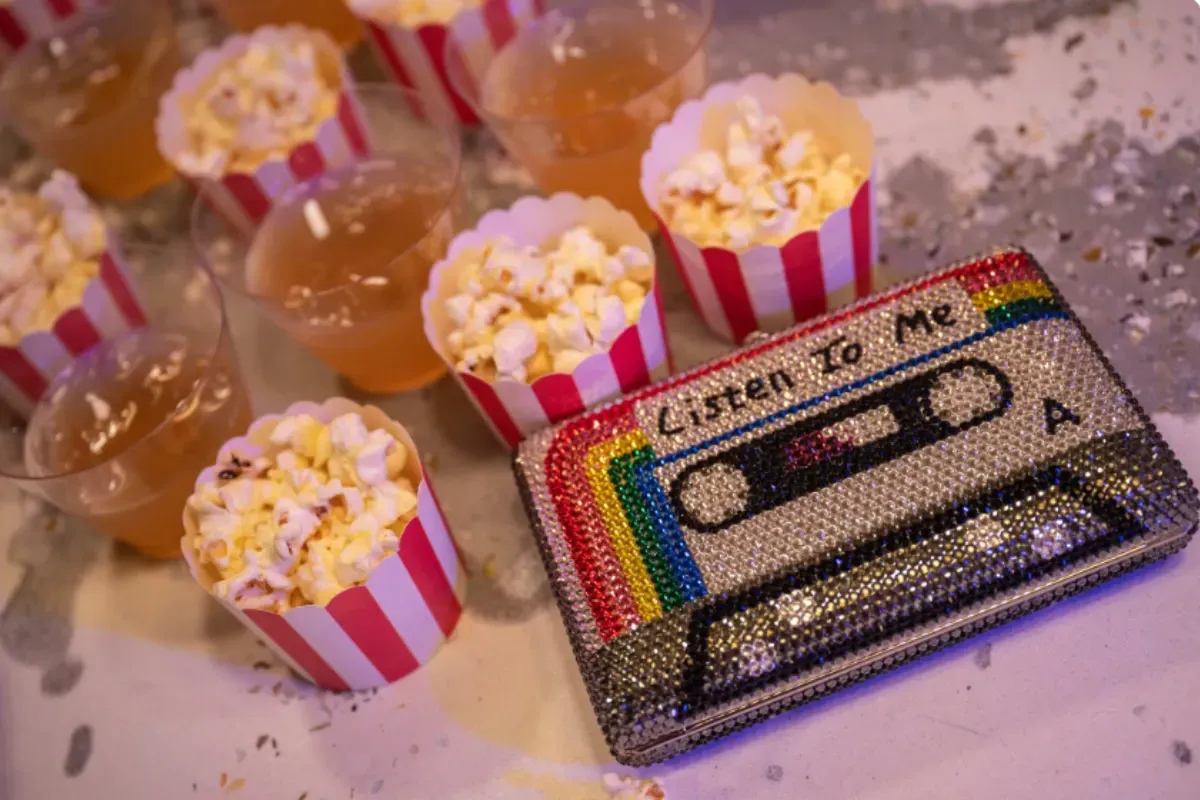 Bars on Wheels popcorn and drinks arranged on table at fun private party event setup