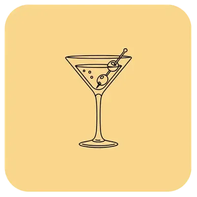 Bars on Wheels martini cocktail icon representing handcrafted drinks and professional mobile bar service