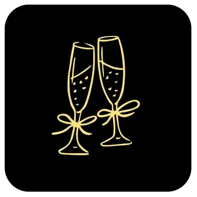 Bars on Wheels champagne toast icon representing wedding celebrations and luxury event bar service