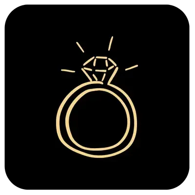 Bars on Wheels engagement ring icon representing wedding celebrations and upscale event bar experiences