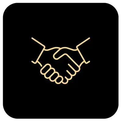 Bars on Wheels professional service handshake icon representing trusted event bartending and customer hospitality service
