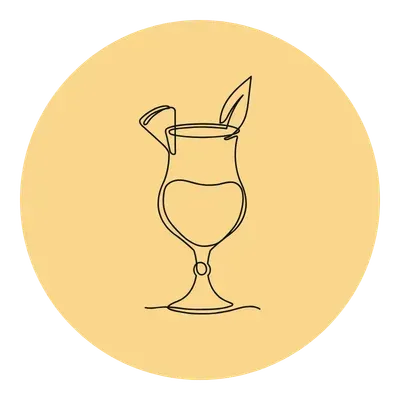 Bars on Wheels tropical drink icon featuring a refreshing cocktail with garnish for mobile bar and party events