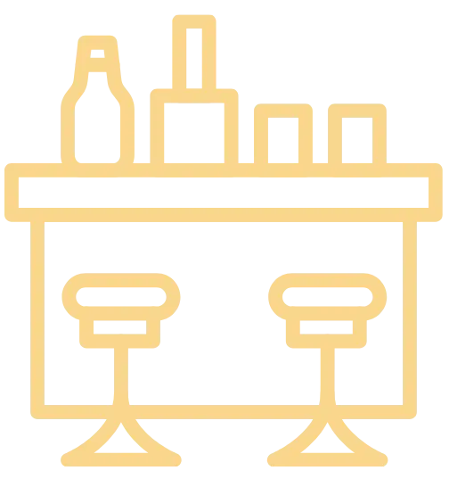 Bars on Wheels portable bar station icon representing mobile bartending setups and event beverage service stations