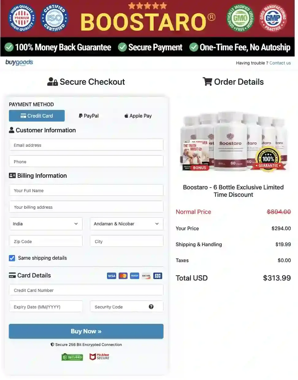 boostaro order page