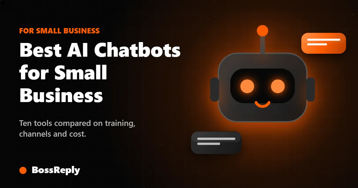 Best AI chatbots for small business cover: friendly robot with chat bubbles