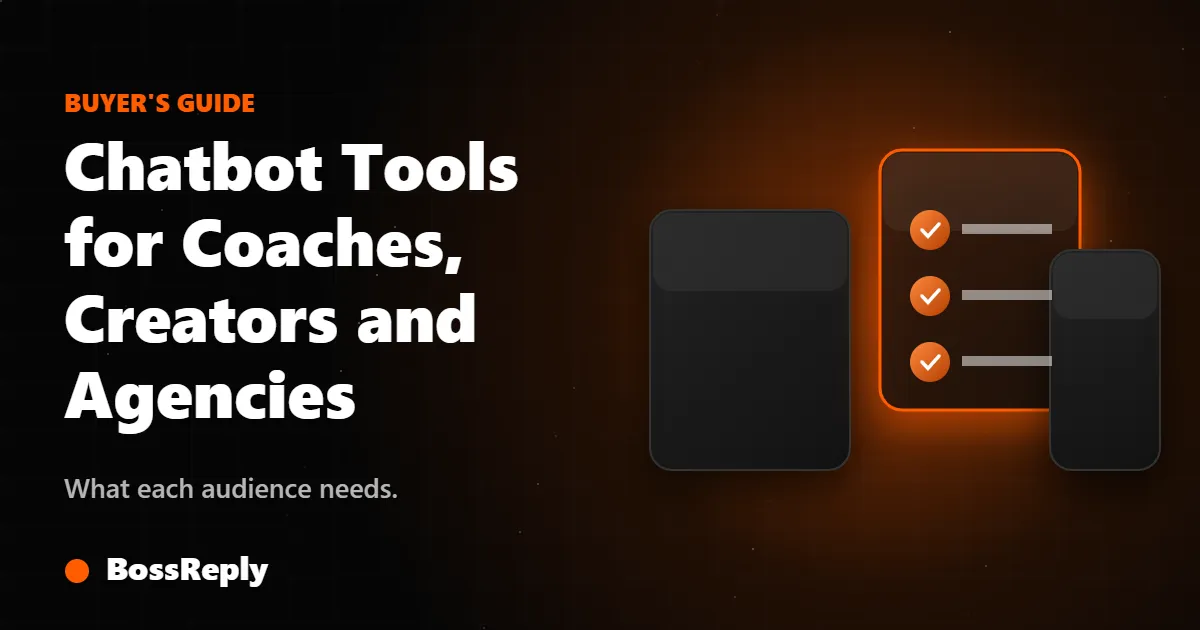Chatbot tools buyer guide cover: three cards with a highlighted checklist