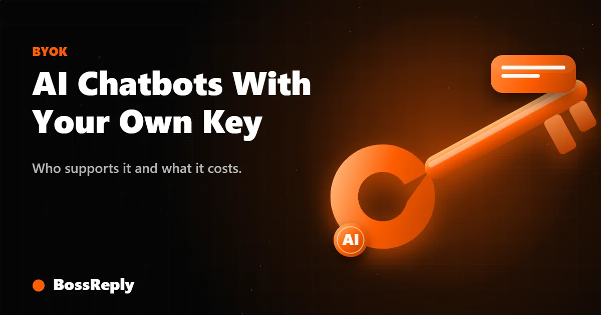 AI chatbots with bring-your-own-key cover: large glowing key with an AI coin
