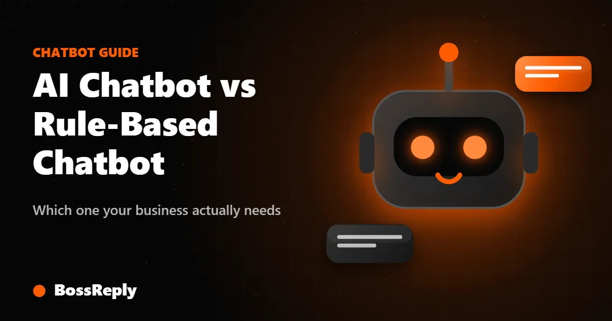 A friendly robot figure standing beside a simple flowchart and a speech bubble on a clean background
