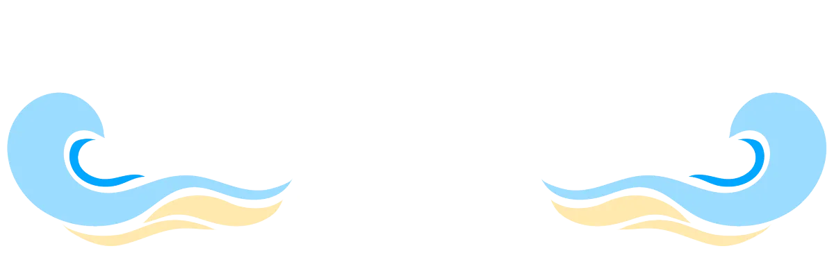 Lori Burton brand logo consisting of her name, writer and blue and cream abstract shapes on either side of her name for a bold look.