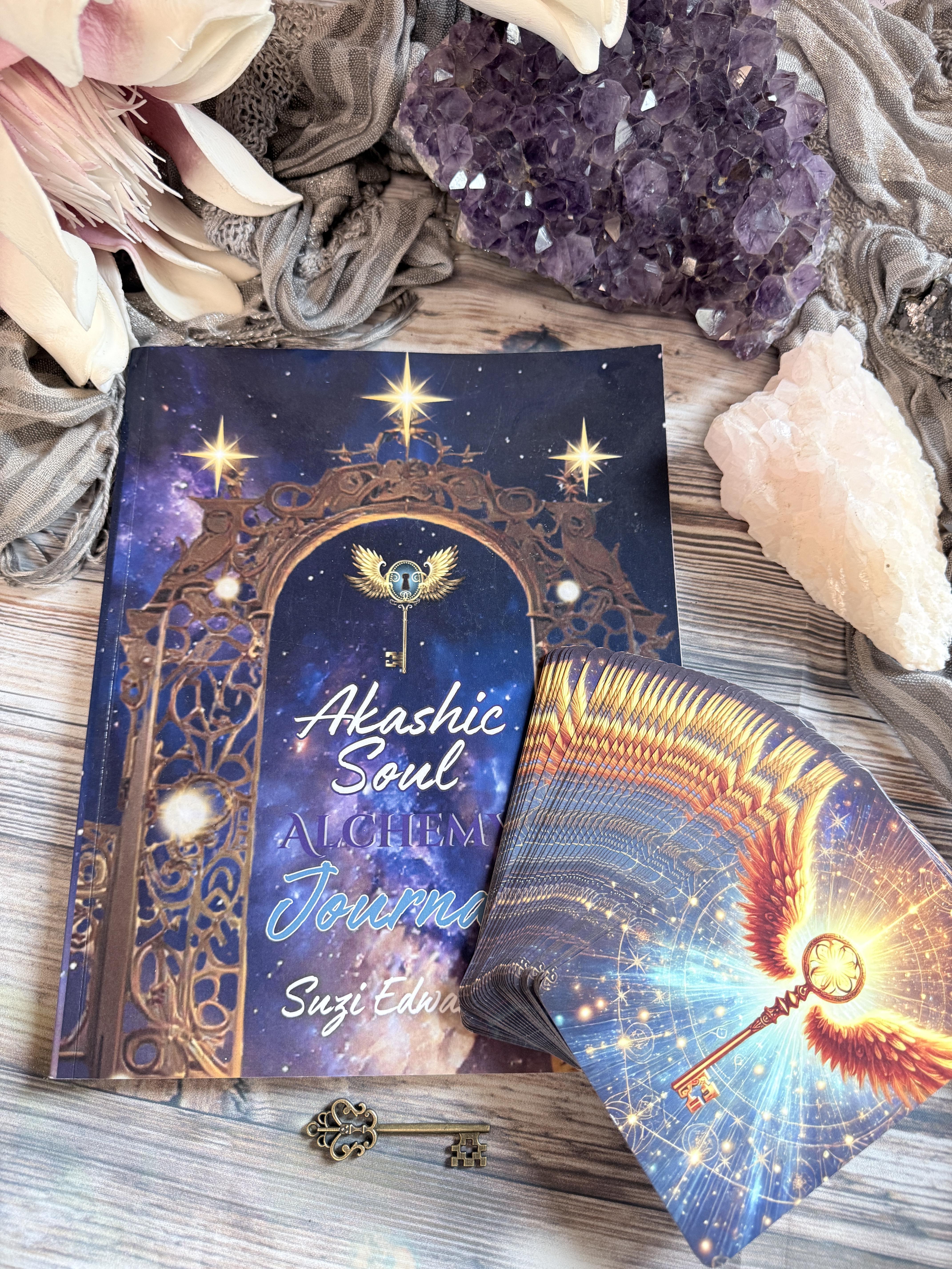 akashic soul alchemy journal, key and oracle deck