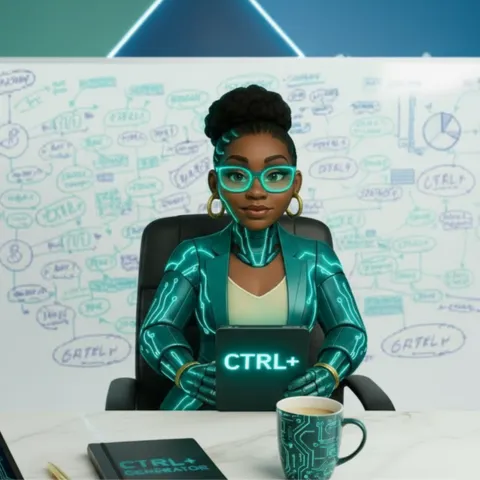 Business professional using AI suite in a high-tech office