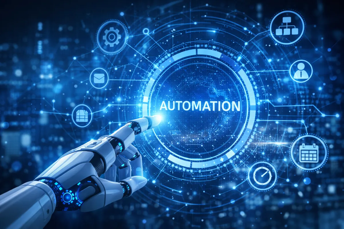 Team reviewing automation workflows on screen