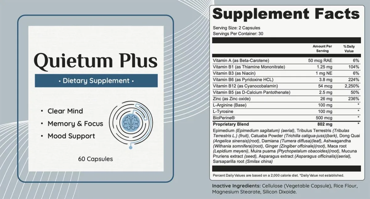 Quietum Plus USA supplement fact