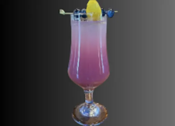 Floral lavender and citrus mocktail with blueberry, infused with adaptogens for a gentle energy lift and balance.
