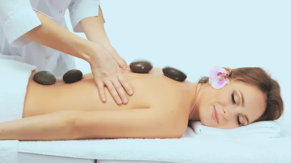 A customer receiving a back massage