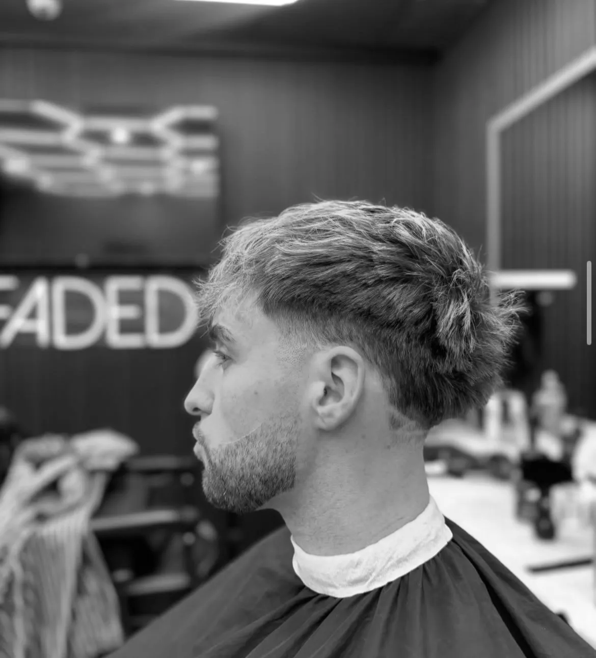 Beard sculpt and line-up in black and white