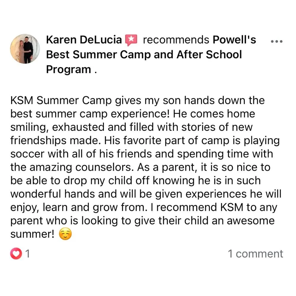 5 Star Review For KSM Youth Sports Summer Camp!