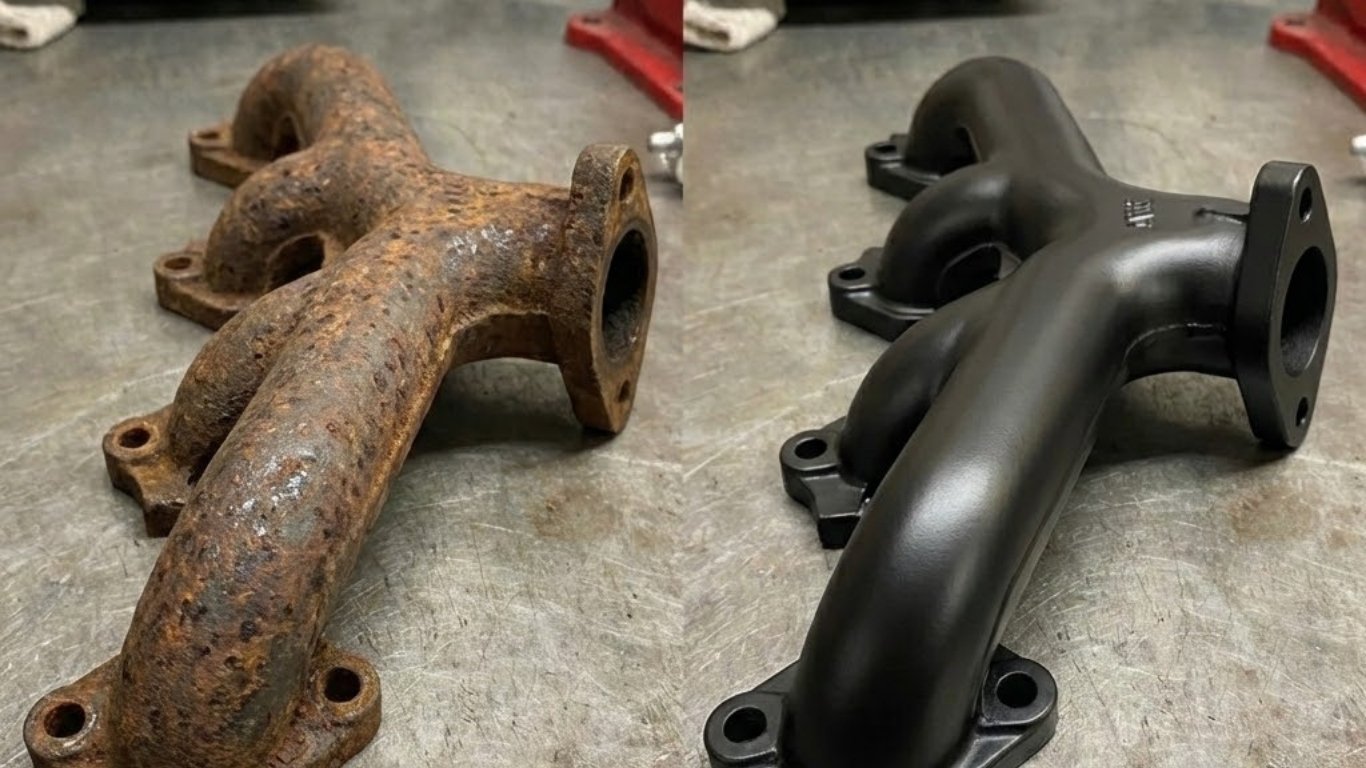 Before and After Engine Bay Component Coating