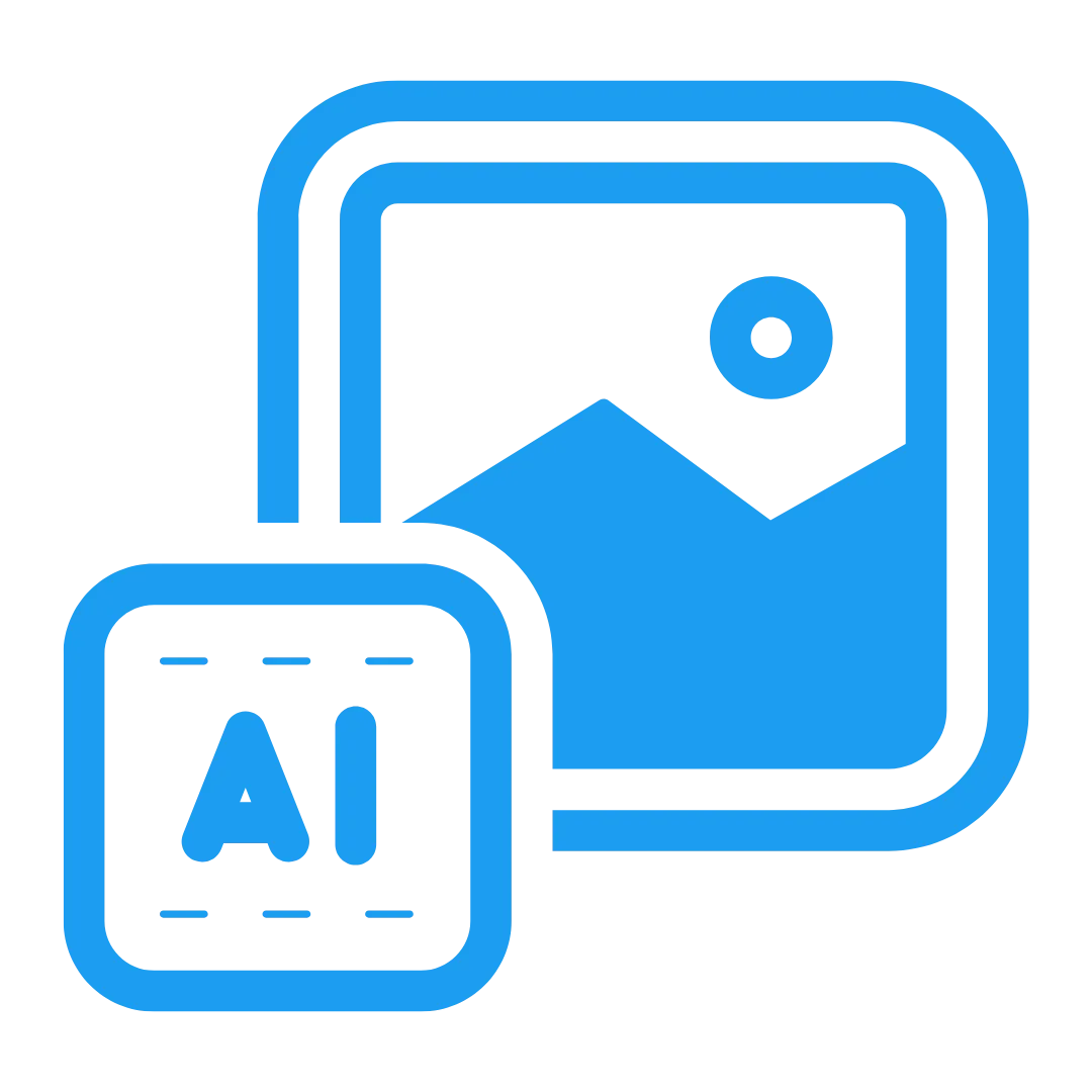 AI icon representing automated image processing and content creation for enhanced SEO and lead generation.