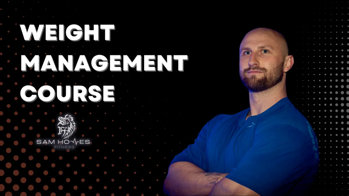 A diverse group of adults in athletic wear, smiling and standing together in a bright studio, symbolizing unity and health transformation through a weight management course. The background is softly blurred, focusing on their positive expressions.