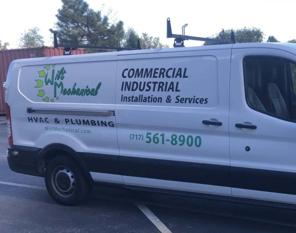 Branded Wilt Mechanical HVAC and plumbing truck in Harrisburg PA