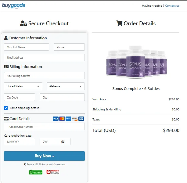  Sonus Complete secure checkout