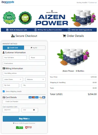 Aizen Power Secure Checkout Page