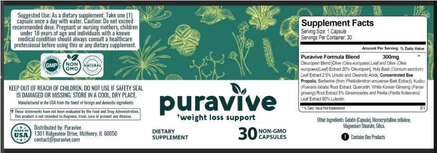 PuraVive Supplement Facts