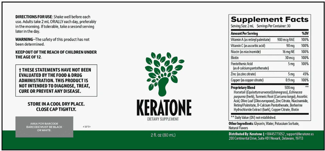 Keratone Supplement Facts