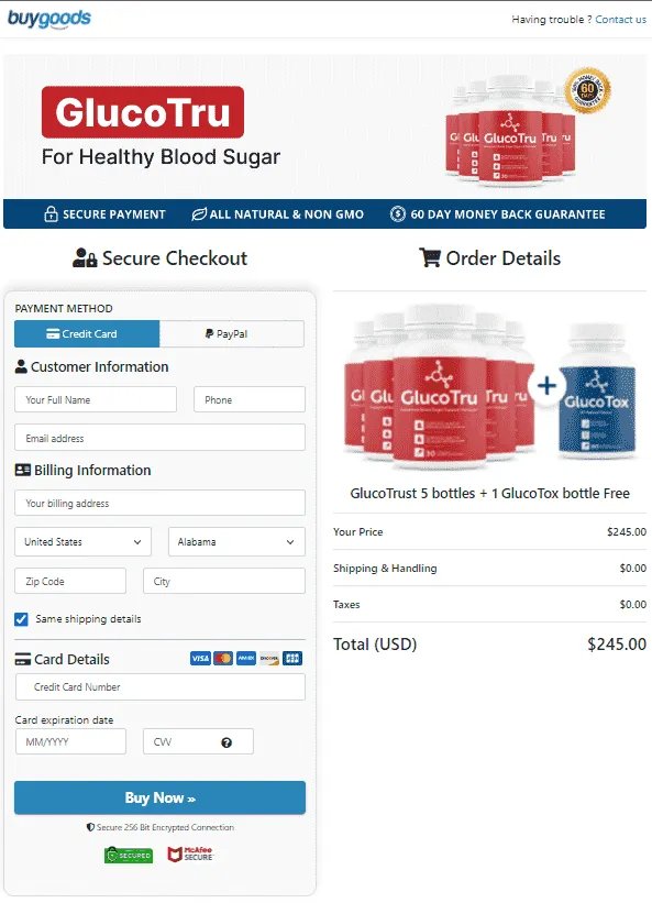 GlucoTru secure checkout