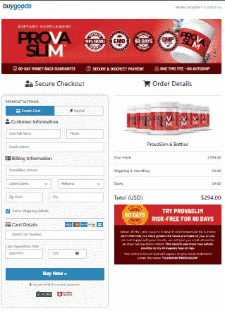 ProvaSlim secure checkout page